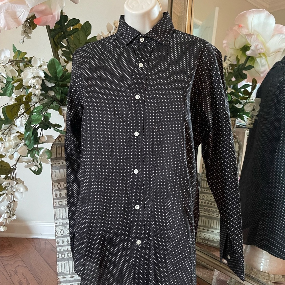 Ralph Lauren Black Polka Dot Casual Button Down Shirt